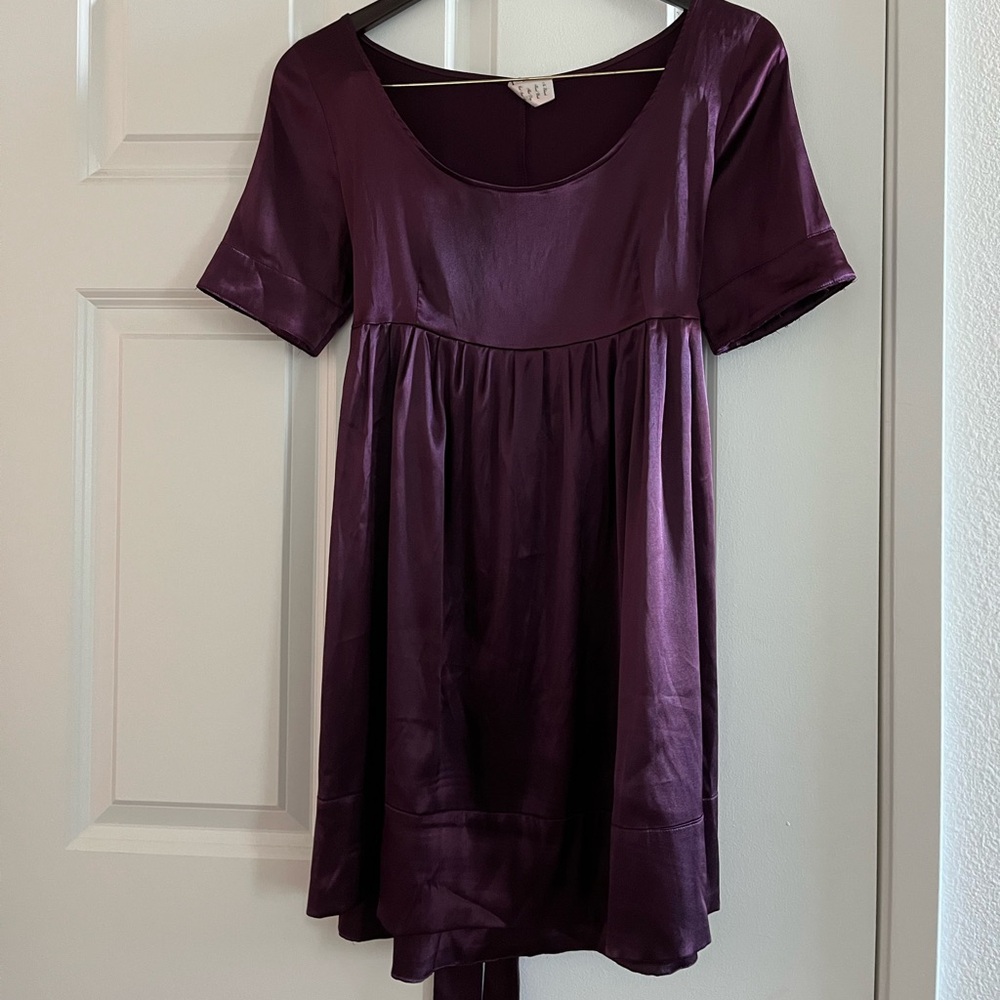 Vintage Forever 21 Purple Satin Mini Baby Doll Dress